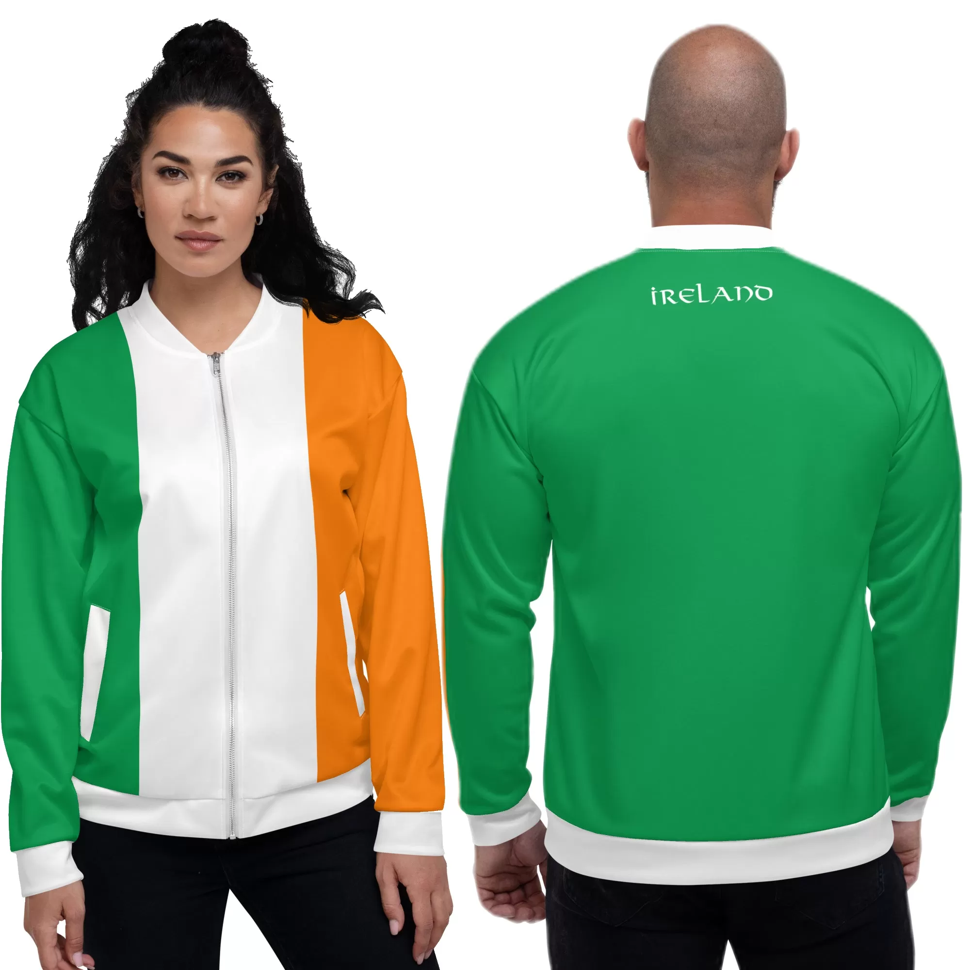 Irish Jacket / Unisex Bomber Jacket With Colors Of The Ireland Flag