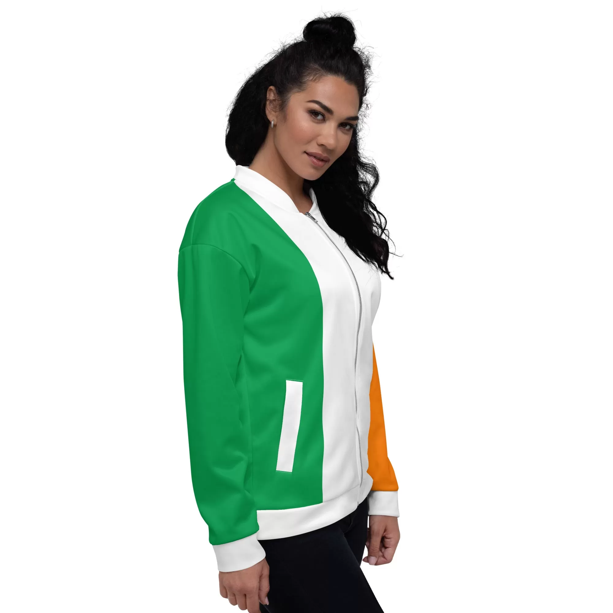 Irish Jacket / Unisex Bomber Jacket With Colors Of The Ireland Flag