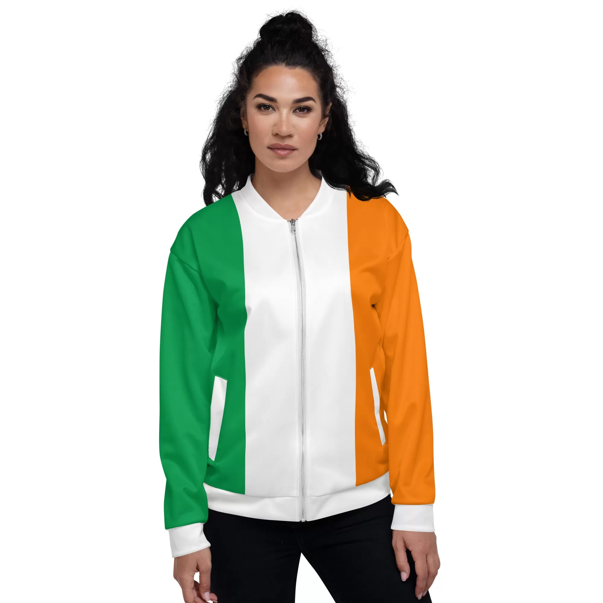 Irish Jacket / Unisex Bomber Jacket With Colors Of The Ireland Flag