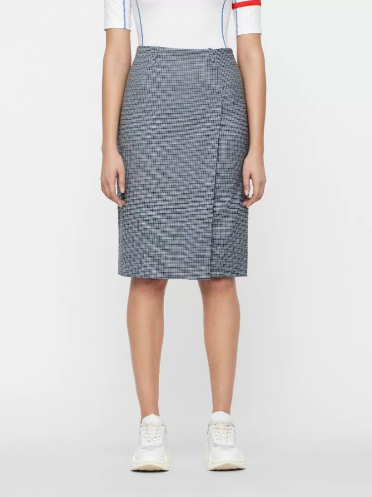 J.Lindeberg Womens Silva Microcheck Skirt - JL NAVY