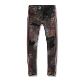 Jordan Craig Men's Sparta Striped Splatter Denim Jeans Wildfire