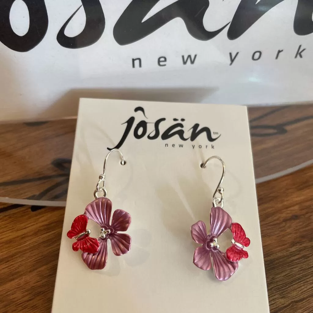 Josan SSW Pink Flower & Butterfly Earrings