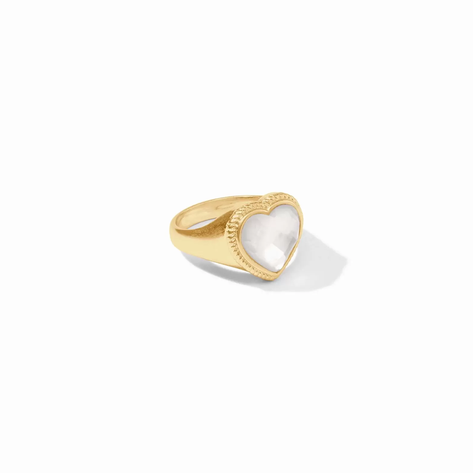 Julie Vos Heart Signet Ring, Clear Crystal