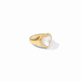 Julie Vos Heart Signet Ring, Clear Crystal