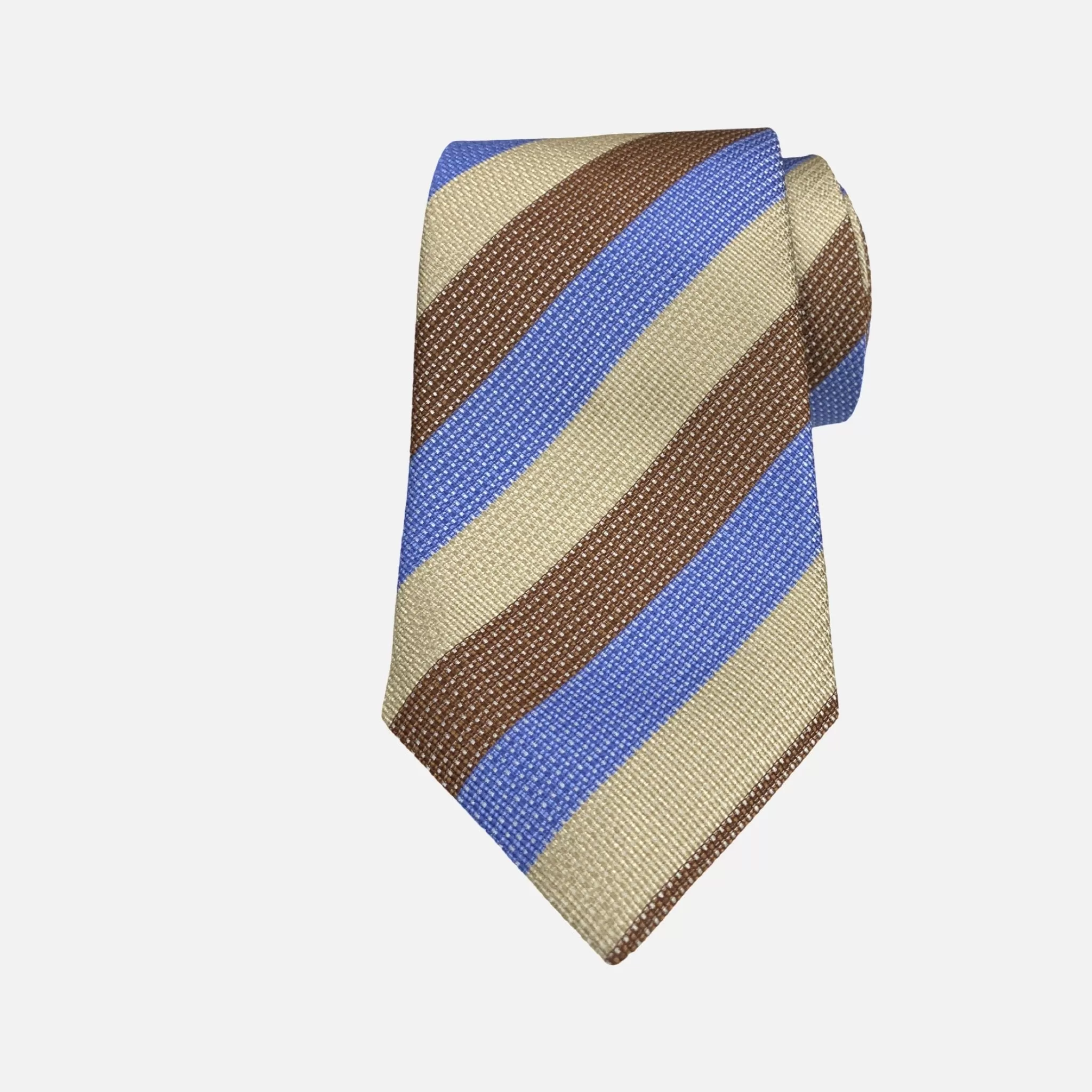 JZ Richards Brown, Beige, Blue Striped Silk Tie