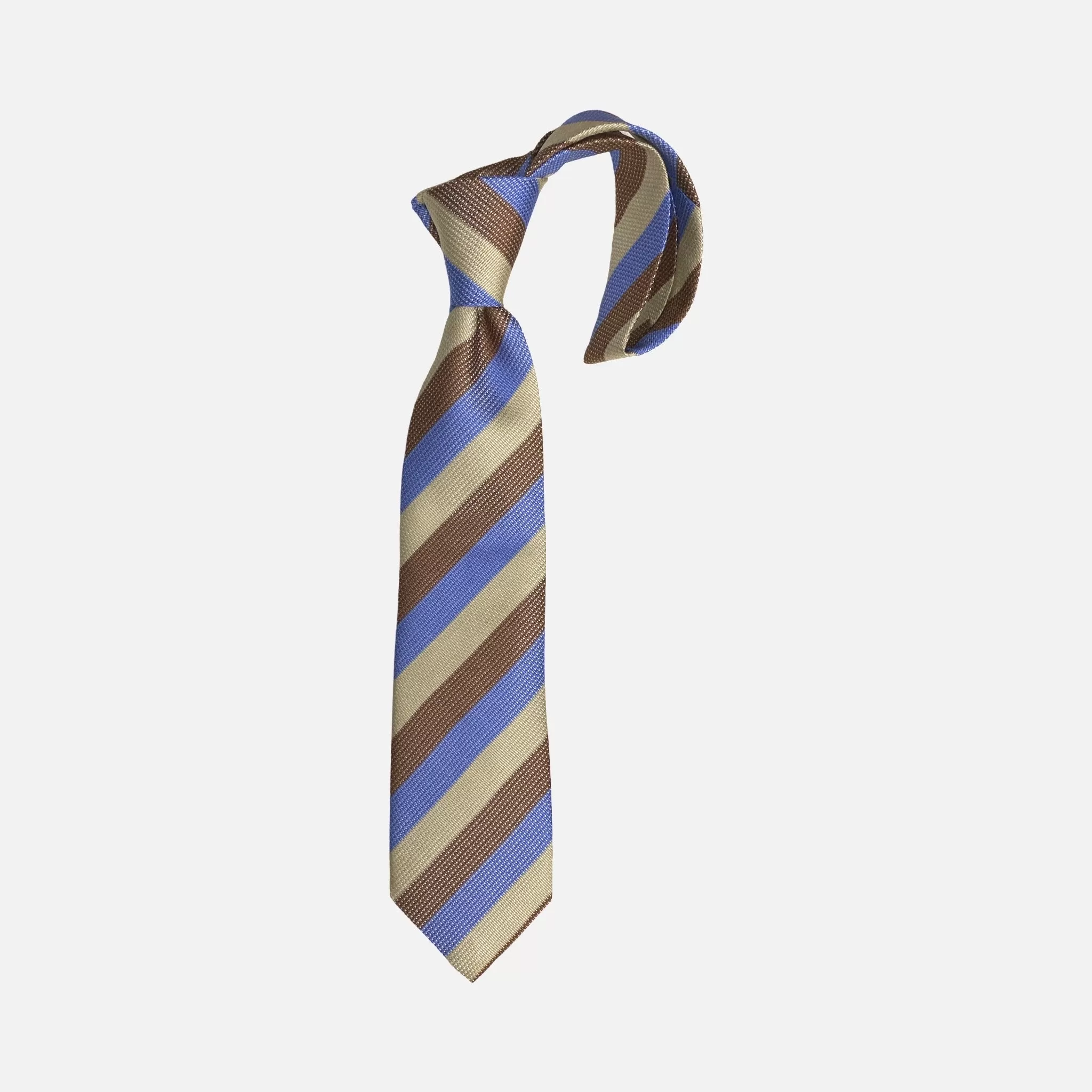 JZ Richards Brown, Beige, Blue Striped Silk Tie