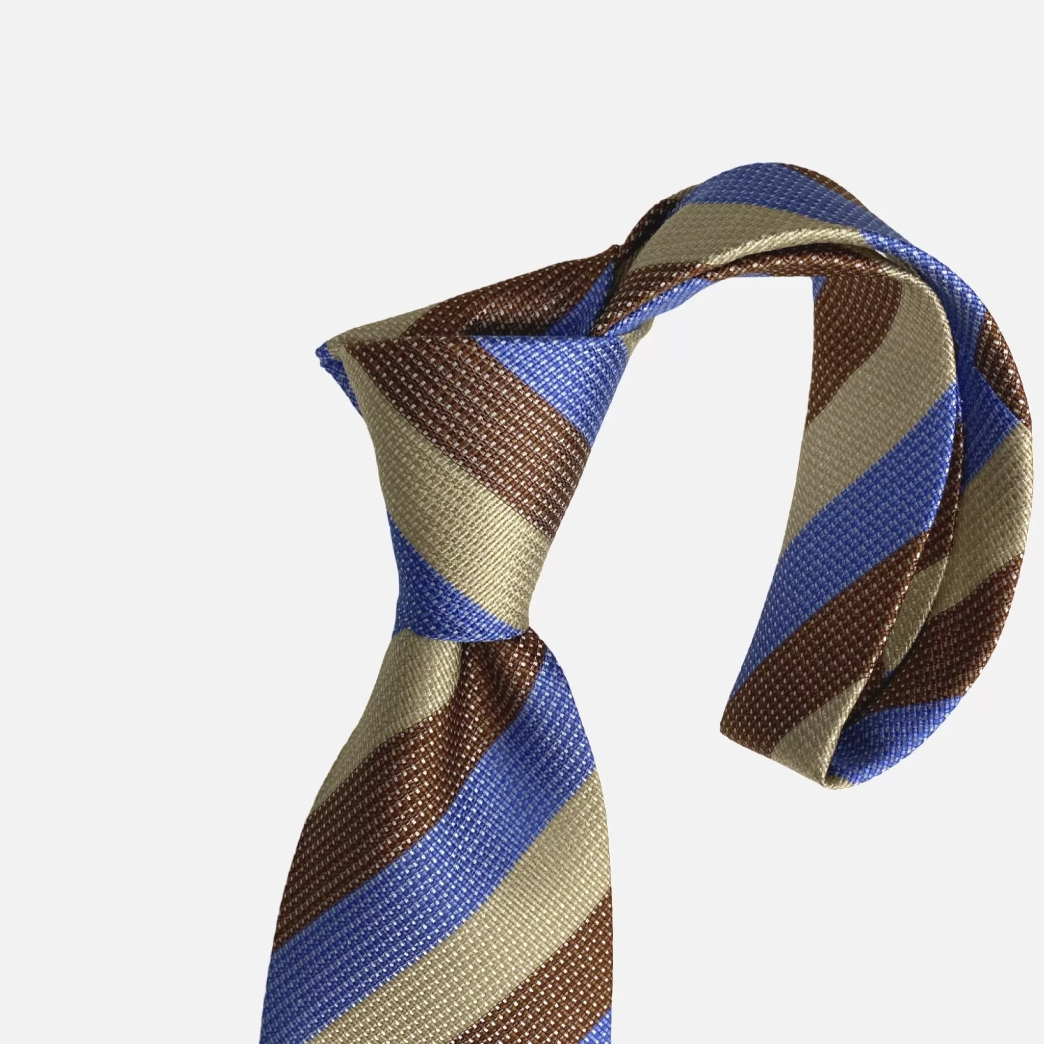 JZ Richards Brown, Beige, Blue Striped Silk Tie