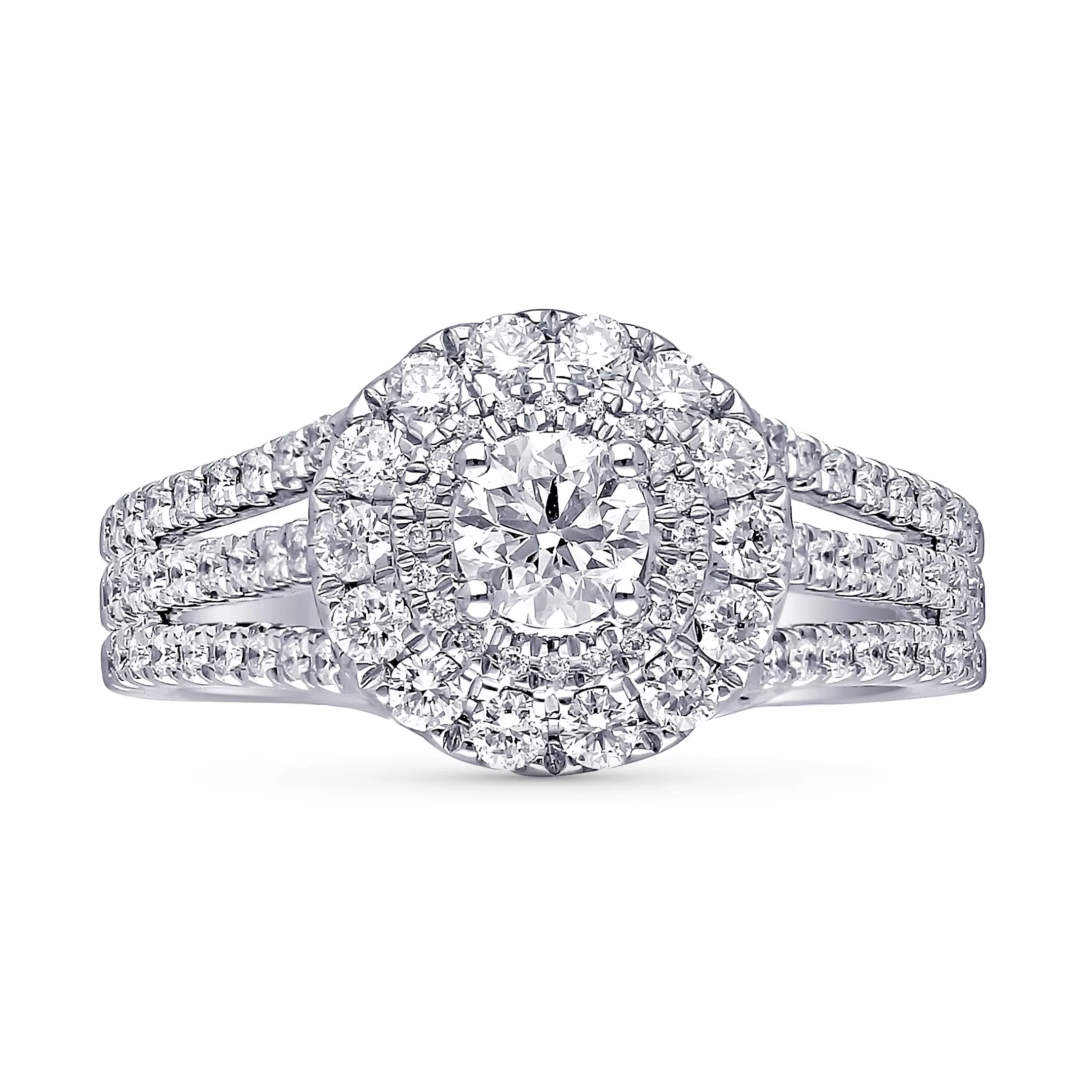 Kallati Eternal Round Halo Diamond Engagement Ring in 14K White Gold