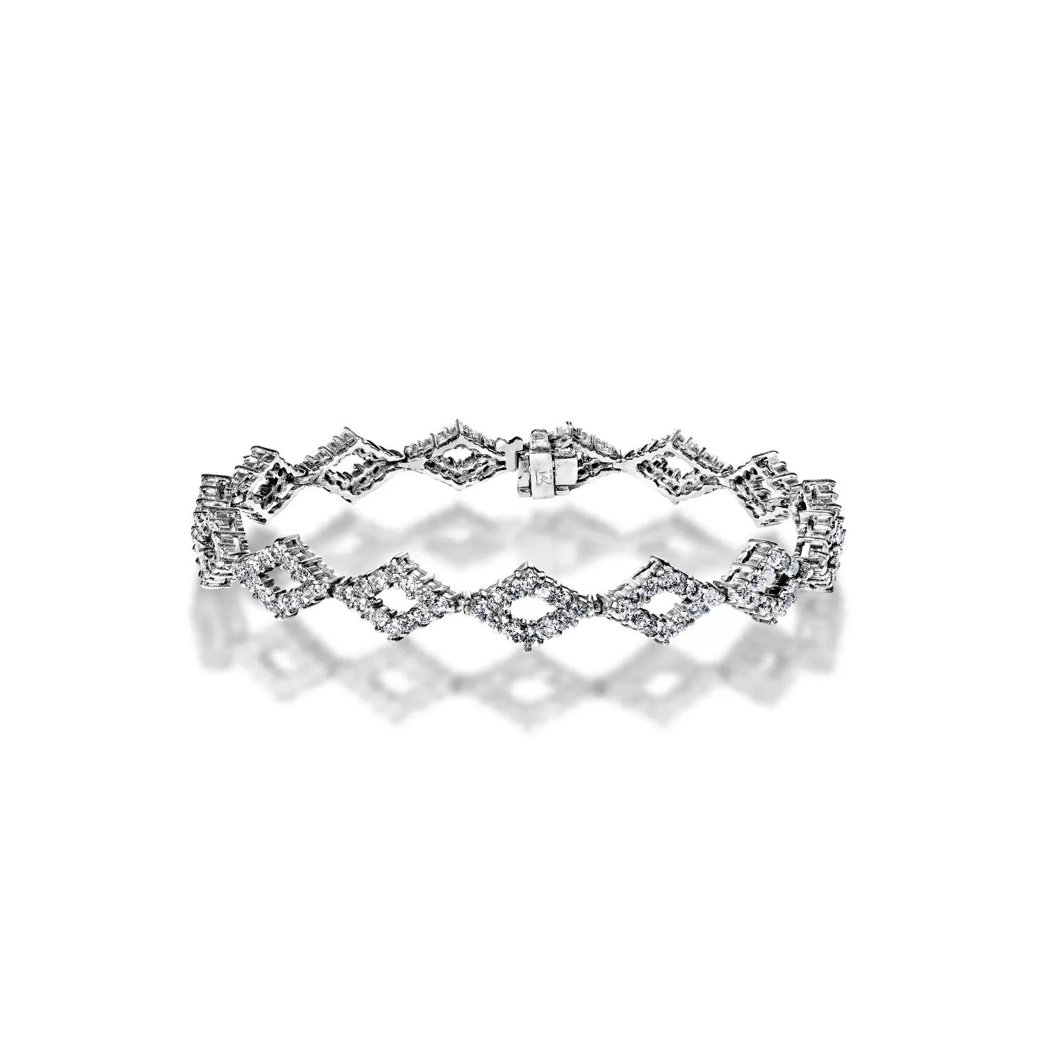 Kaylee 4 Carat Round Brilliant Diamond Bracelet in 14k White Gold Shared Prong