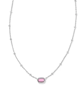 Kendra Scott Mini Elisa Oval Satellite Chain Pendant Necklace in Fuchsia Pink Magnesite and Rhodium