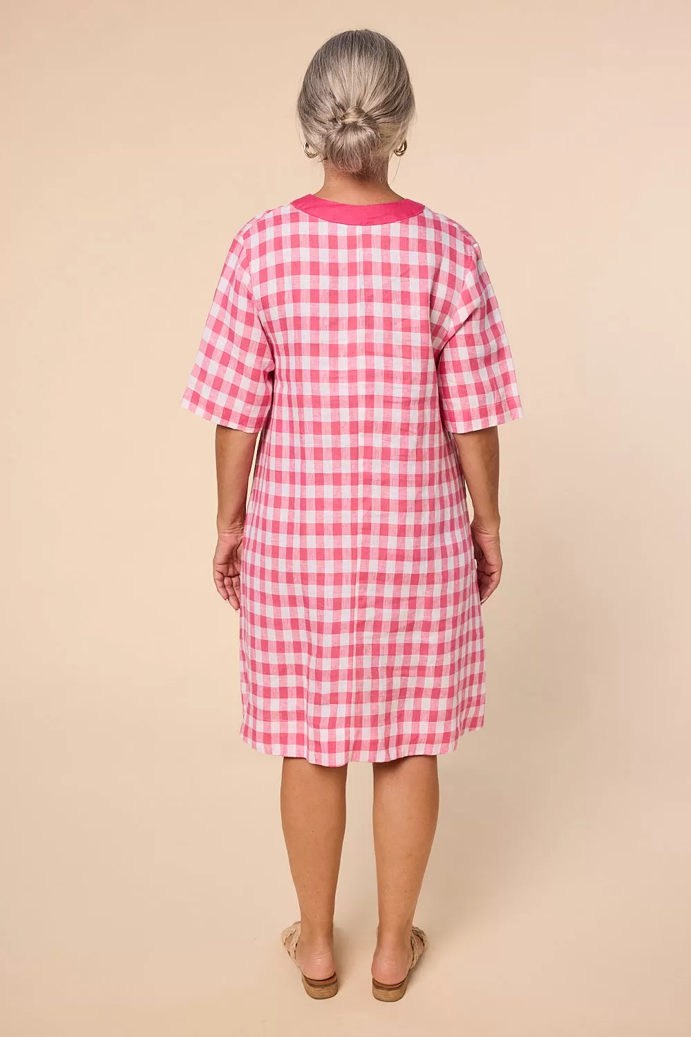 Kora A-Line Linen Dress in Treviso Pink