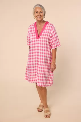 Kora A-Line Linen Dress in Treviso Pink