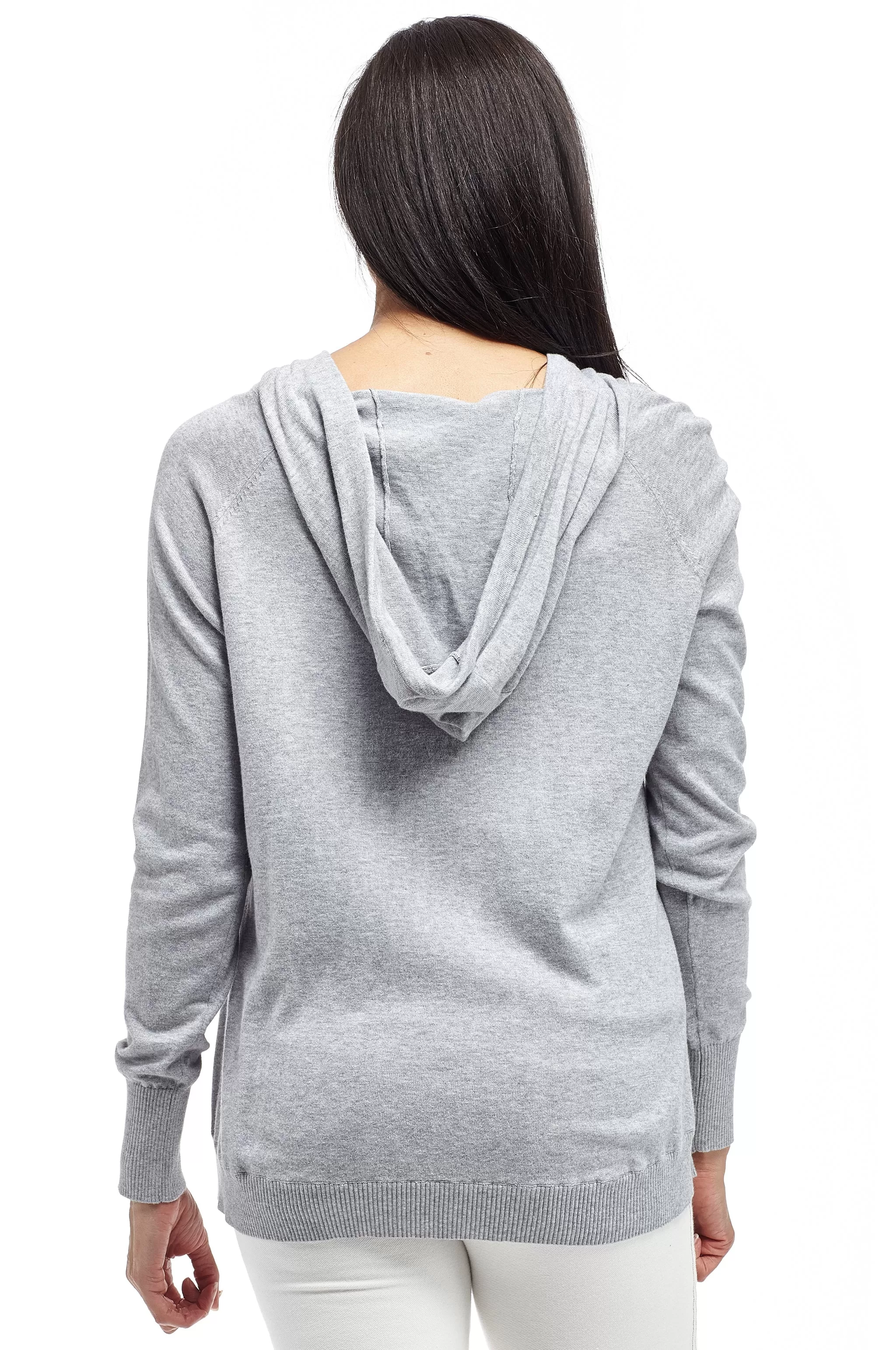 La Cera Drawstring Hooded Pullover Sweater