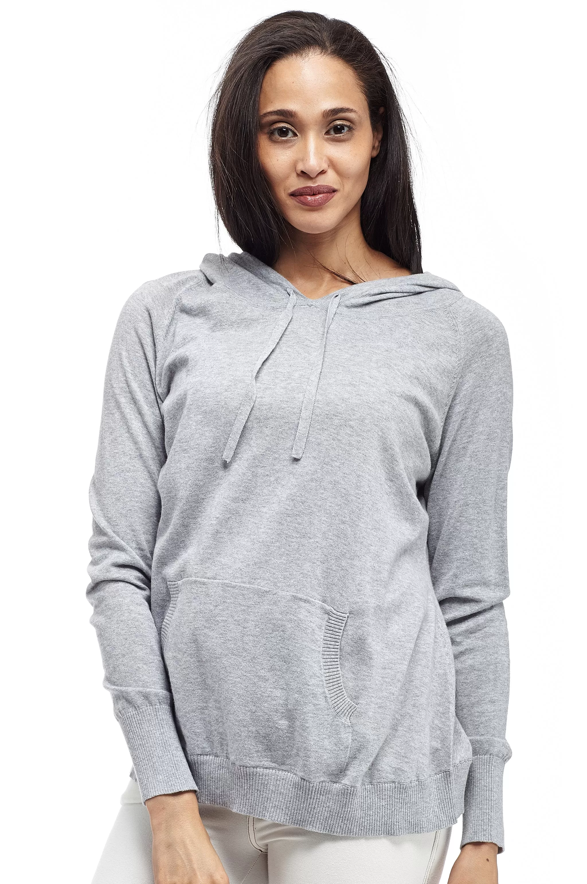 La Cera Drawstring Hooded Pullover Sweater