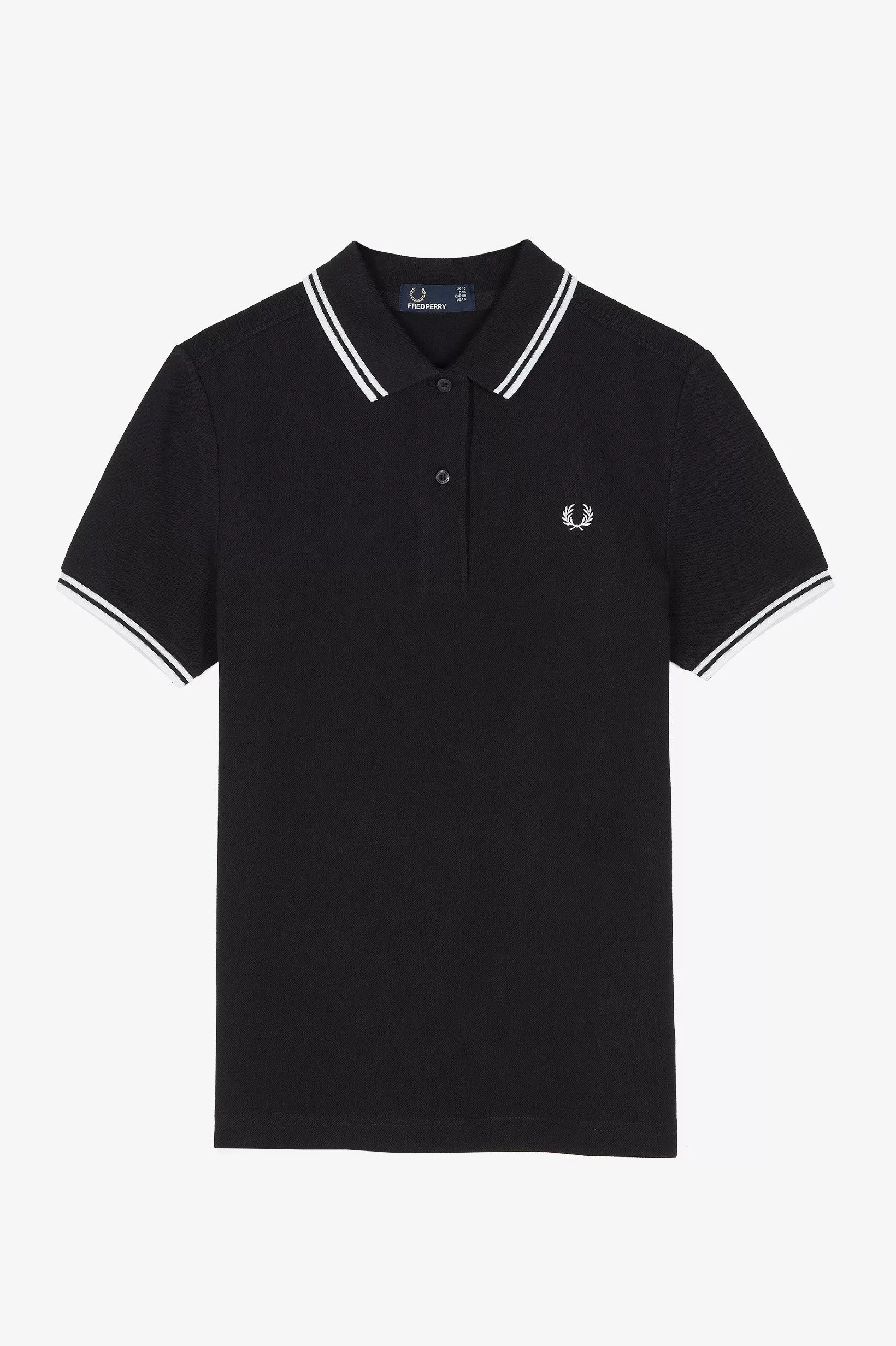 Ladies Black/White Twin Tipped Fred Perry Shirt