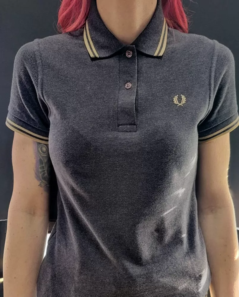 LADIES MADE IN ENGLAND TWIN TIPPED SHIRT (CHARCOAL MARBLE/CHAMPAGNE)