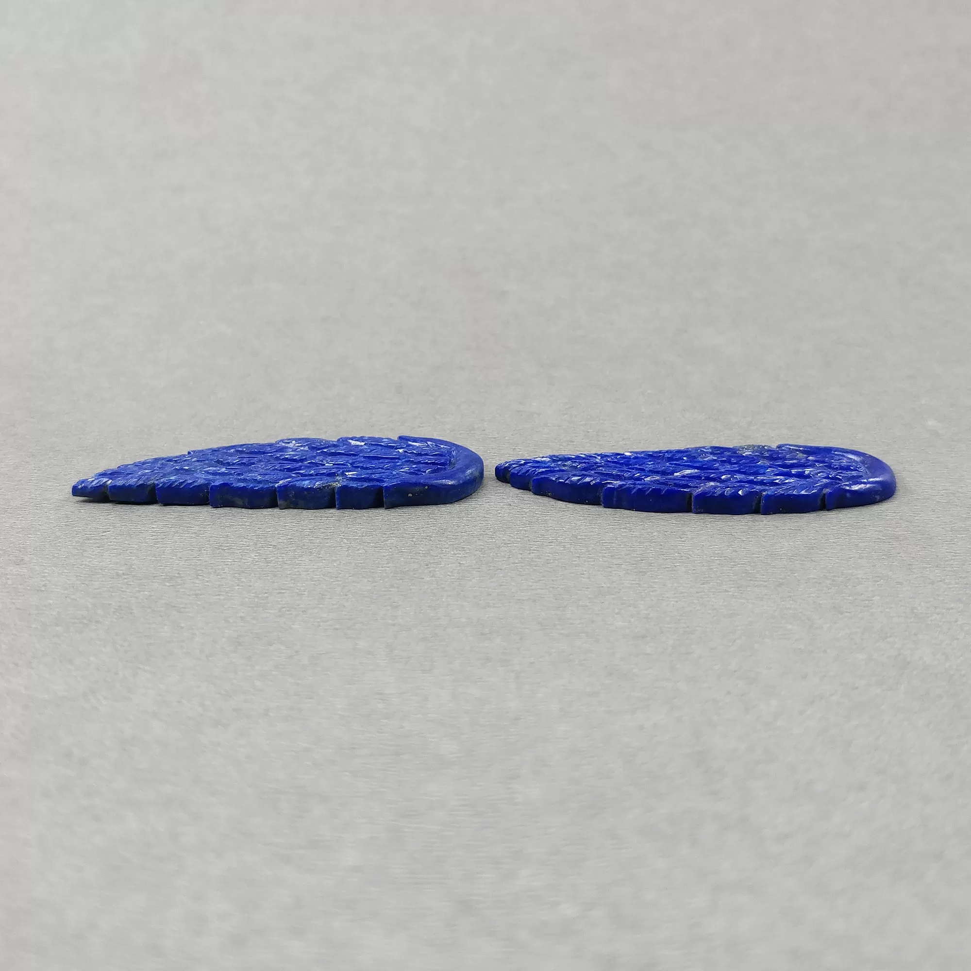 LAPIS LAZULI Gemstone Carving : 58.65cts Natural Untreated Blue Lapis Hand Carved Angel Wings 53*18mm - 53*19mm 2pcs