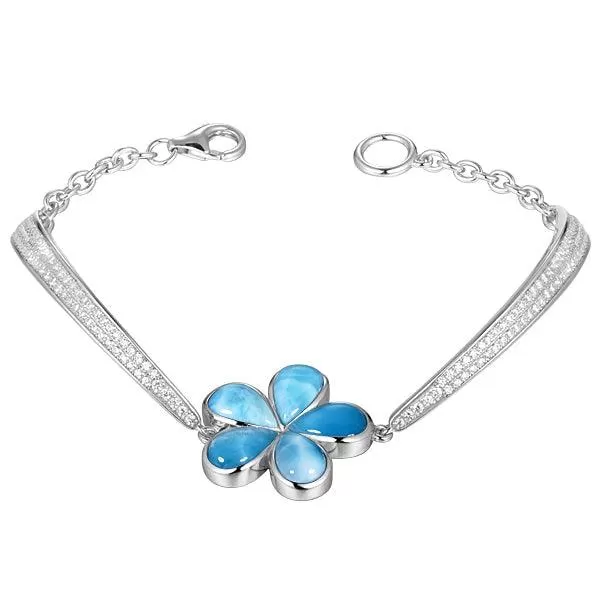 Larimar Plumeria Tennis Bracelet