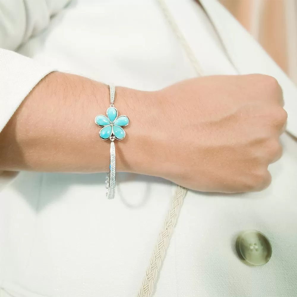 Larimar Plumeria Tennis Bracelet