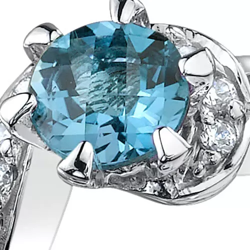 London Blue Topaz Ring Sterling Silver Round Shape 1 Carat Size 7