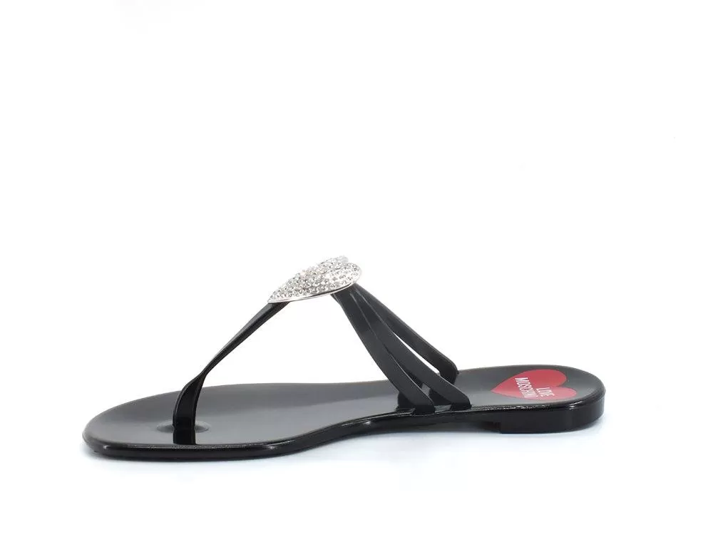 LOVE MOSCHINO Infradito Ciabatta Cuore Nero Crystal JA28321G0EI34000