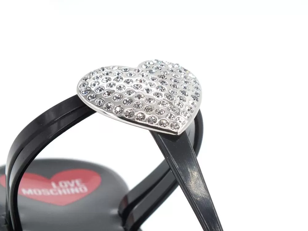 LOVE MOSCHINO Infradito Ciabatta Cuore Nero Crystal JA28321G0EI34000