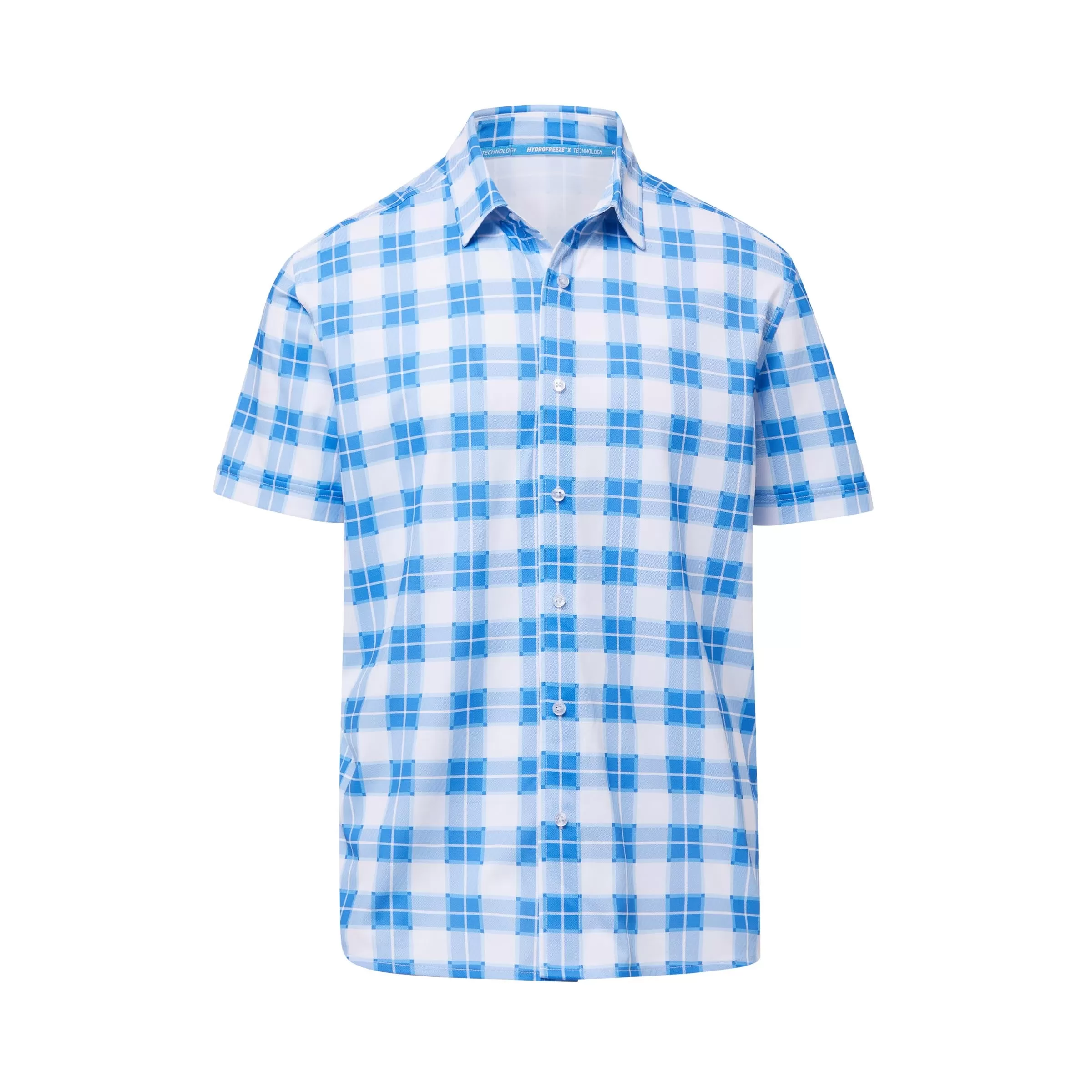 MagnaReady x Arctic Cooling Magnetic Front Polo Short Sleeves in Blue Gingham