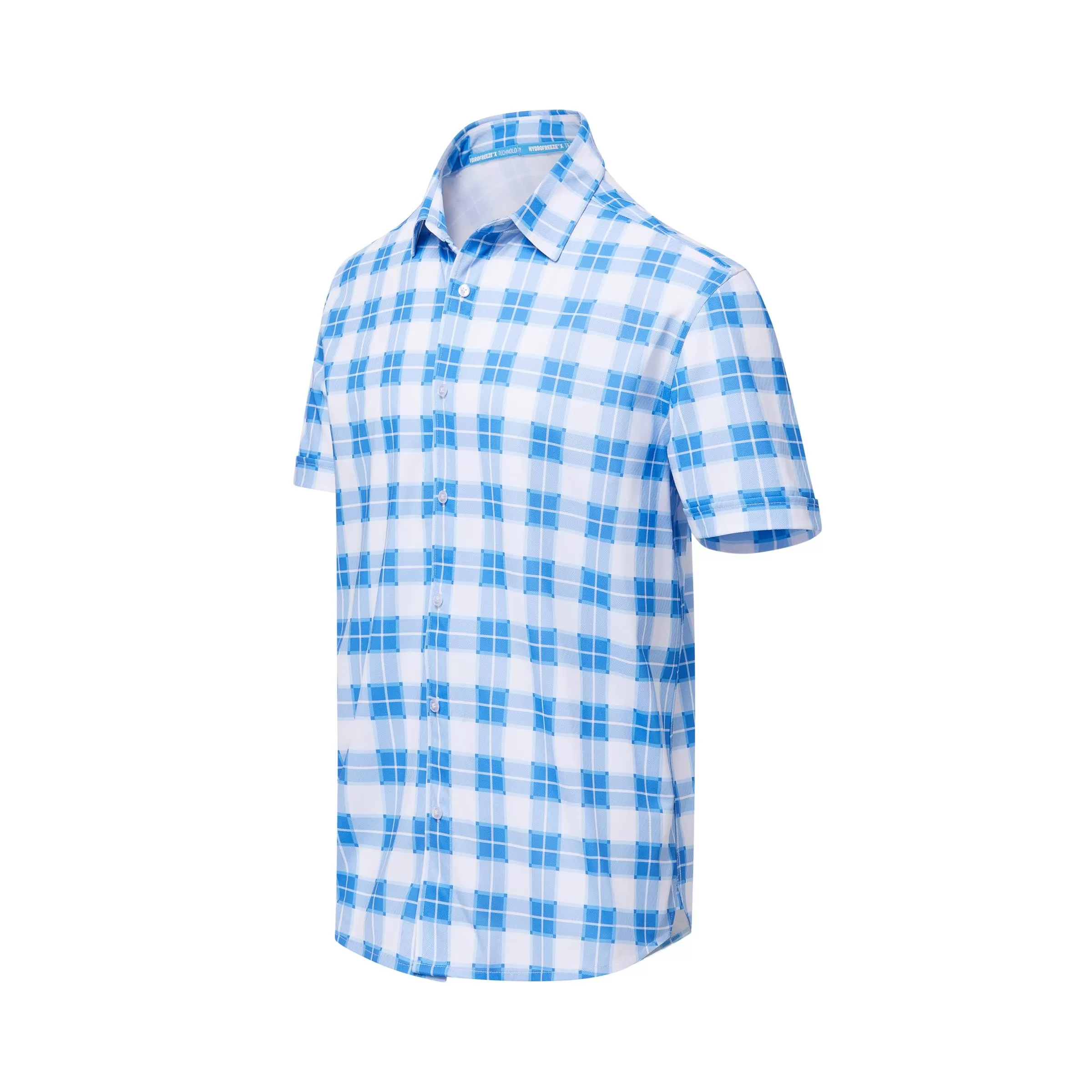 MagnaReady x Arctic Cooling Magnetic Front Polo Short Sleeves in Blue Gingham