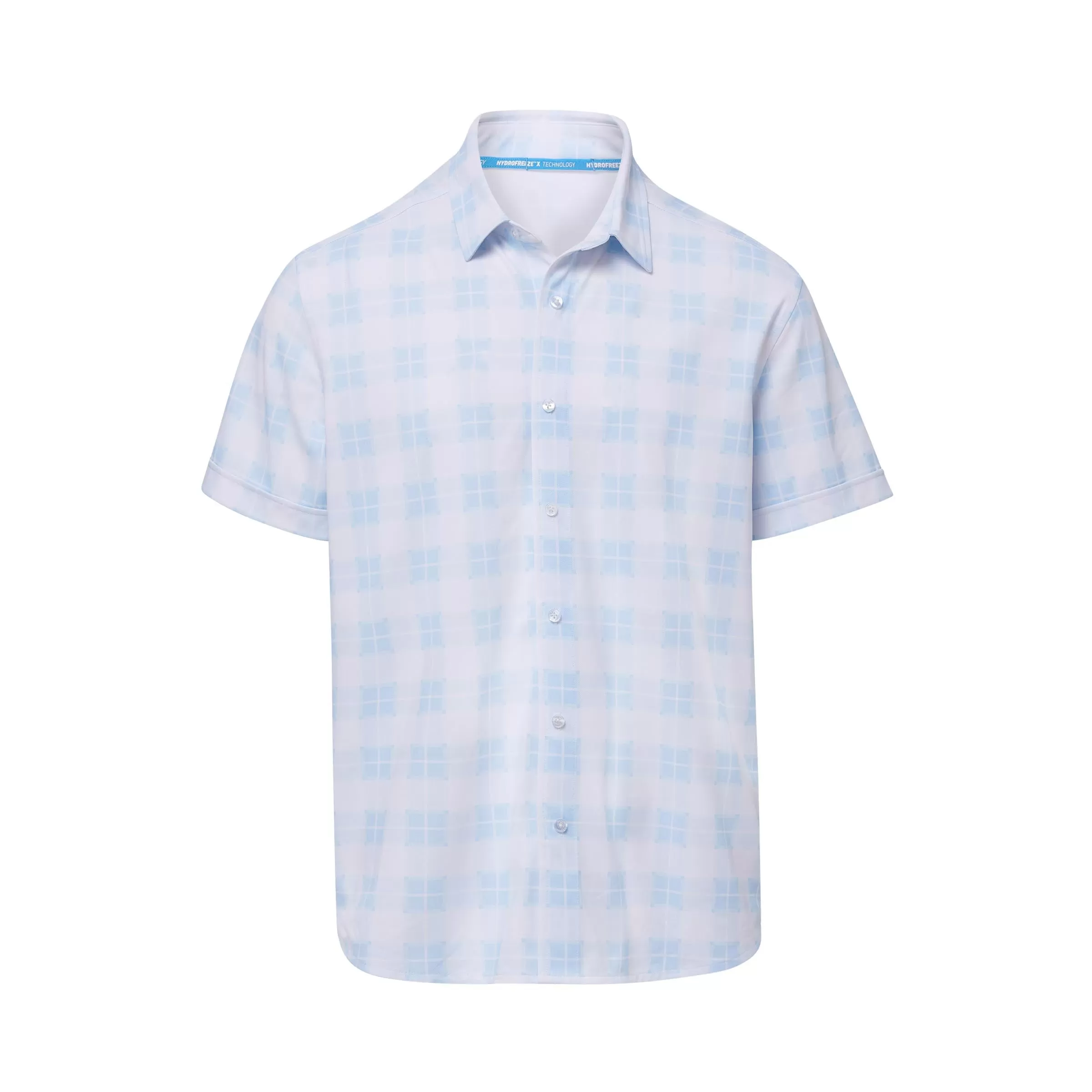 MagnaReady x Arctic Cooling Magnetic Front Polo Short Sleeves in Sky Gingham