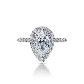 Malaya 3 Carat G Internally Flawless Pear Shape Diamond Engagement Ring in Platinum By Mike Nekta. GIA Certified