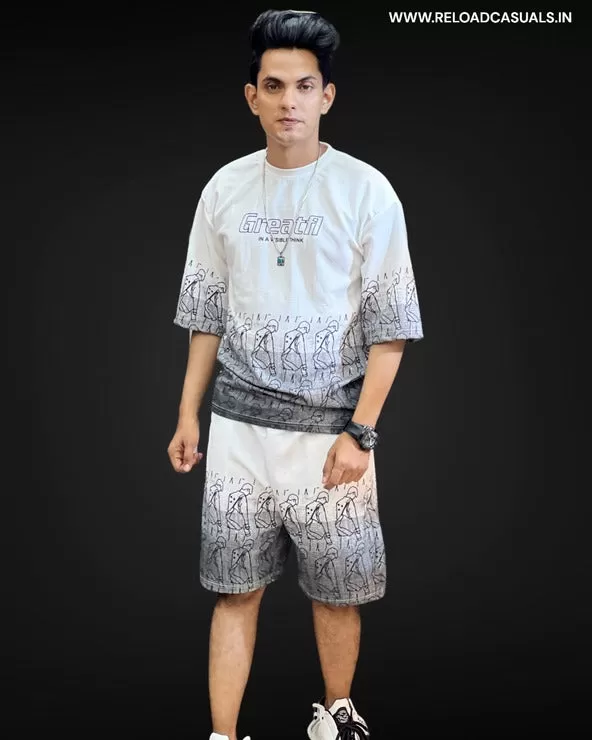 Man Print Dual Shade Shorts Set - Combo