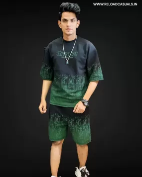 Man Print Dual Shade Shorts Set - Combo