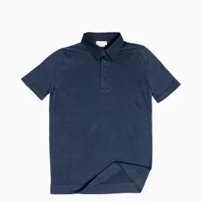 Matteo short-sleeved knitted polo with shirt popeline collar (Linen)