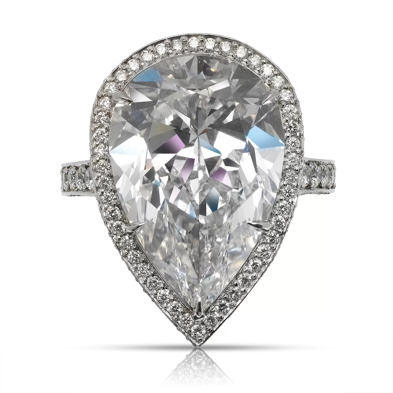 MELA 12 CARAT PEAR SHAPE F COLOR VS1 CLARITY DIAMOND HALO ENGAGEMENT RING PLATINUM GIA CERTIFIED 10 CT F VS1 BY MIKE NEKTA