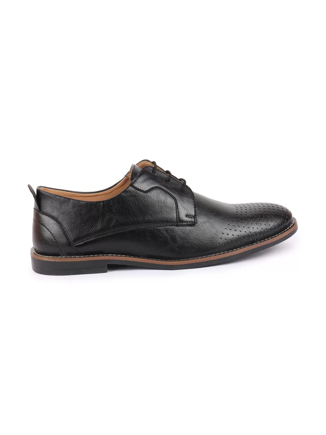 Men Black Cap Toe Formal/Office Lace Up Dress Shoes