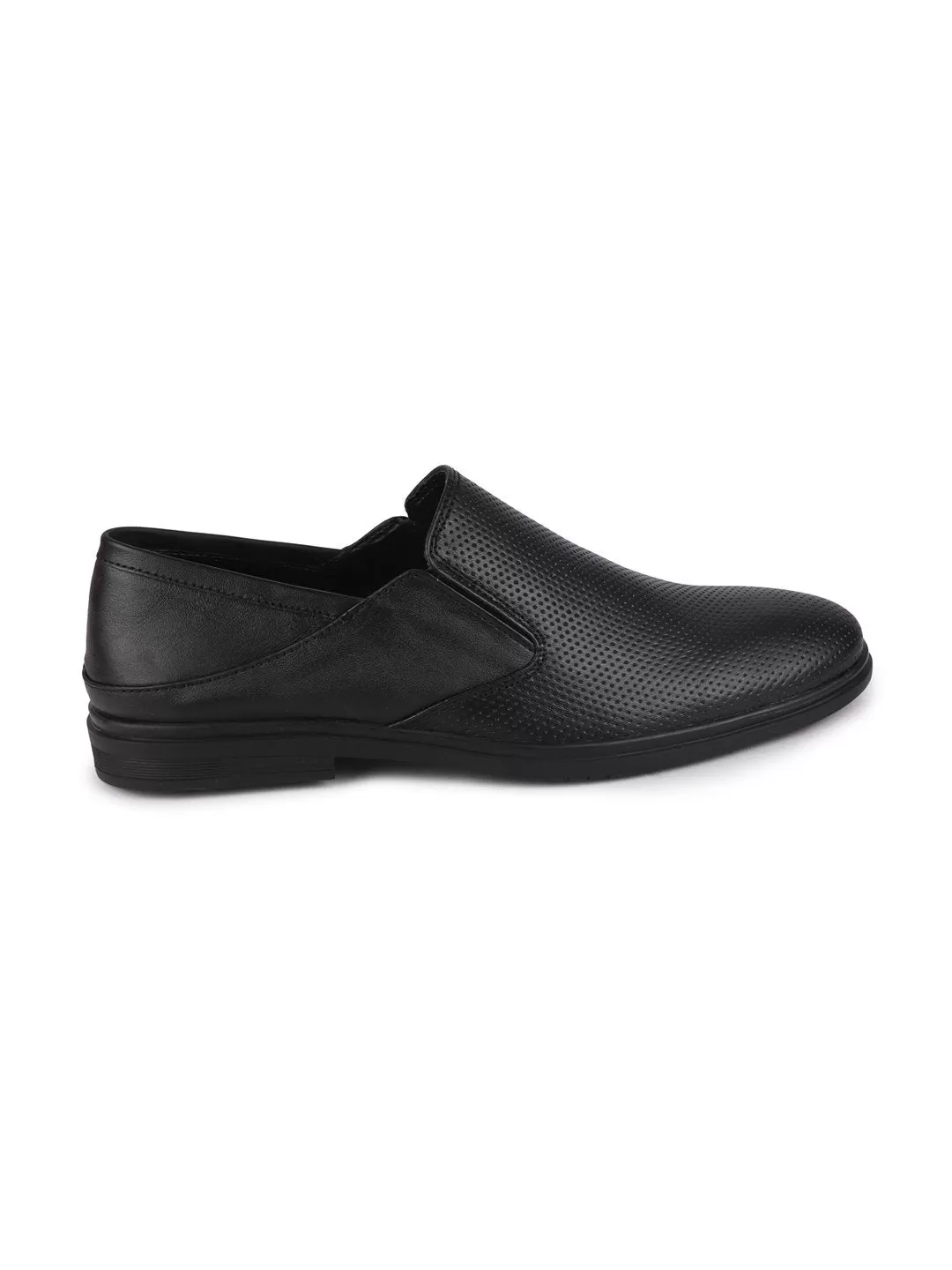 Men Black Formal Leather Slip-On Shoes