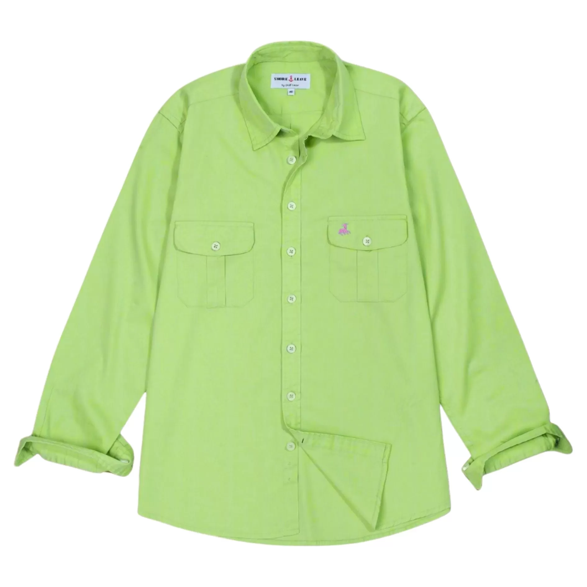 Mint Green Twill Enzyme Washed Texas Shirt