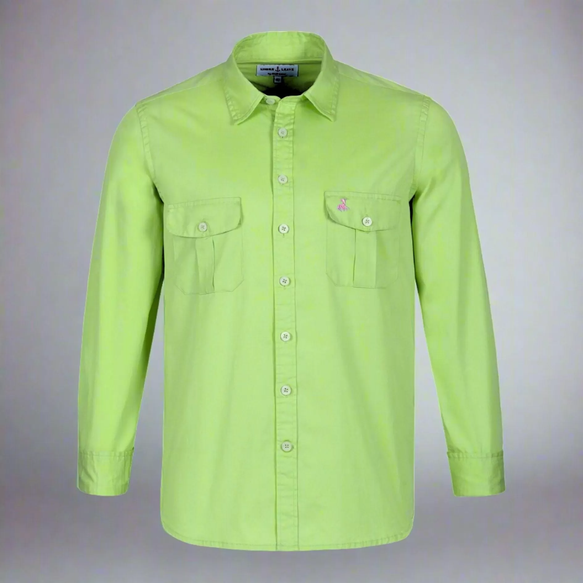 Mint Green Twill Enzyme Washed Texas Shirt