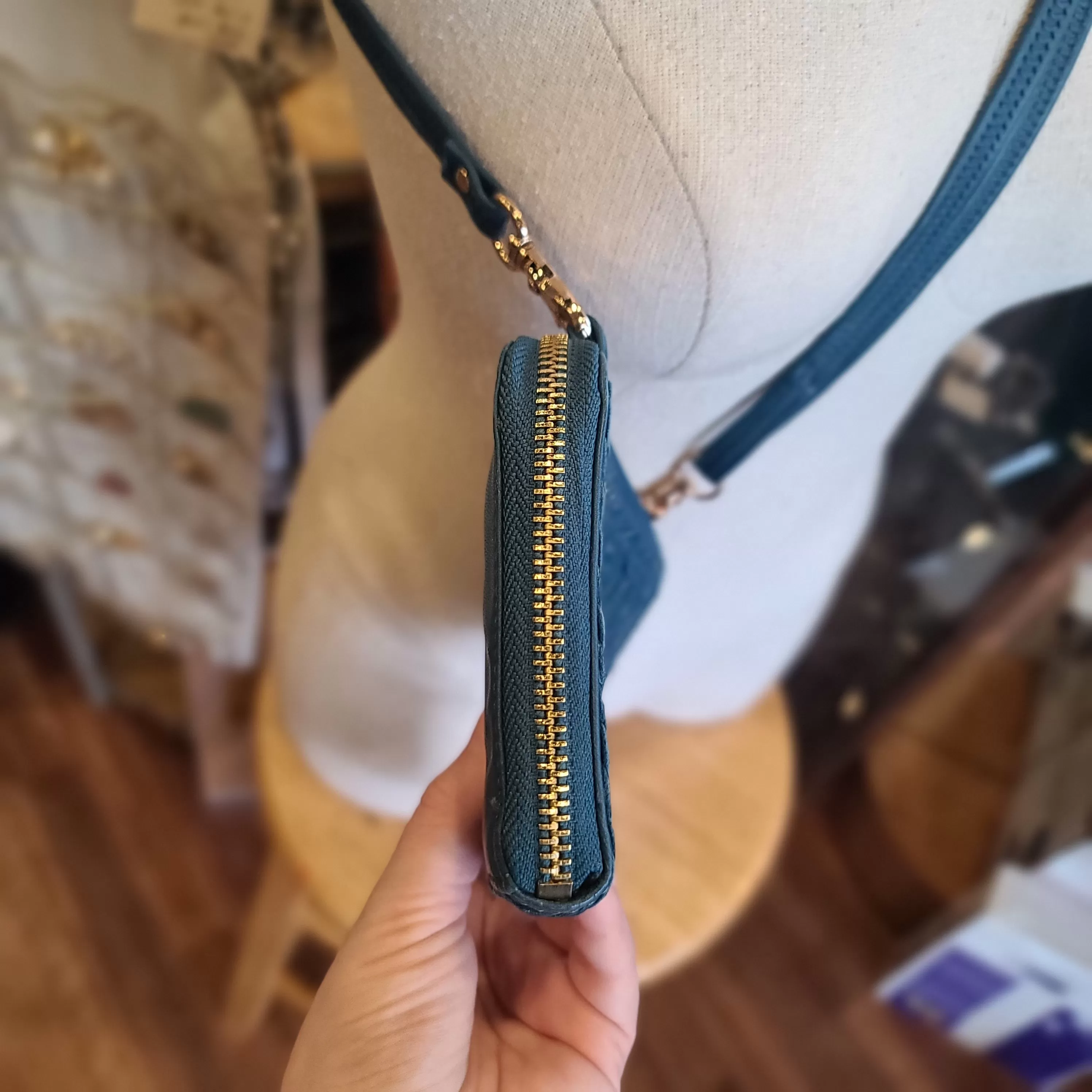 MONSERAT DE LUCCA Blue Braided Leather Wallet Bag