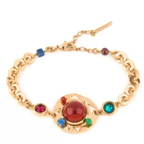 Multi-Colored Sparkling Garnet, Jade And Lazuli Flexible Bracelet by Satellite Paris