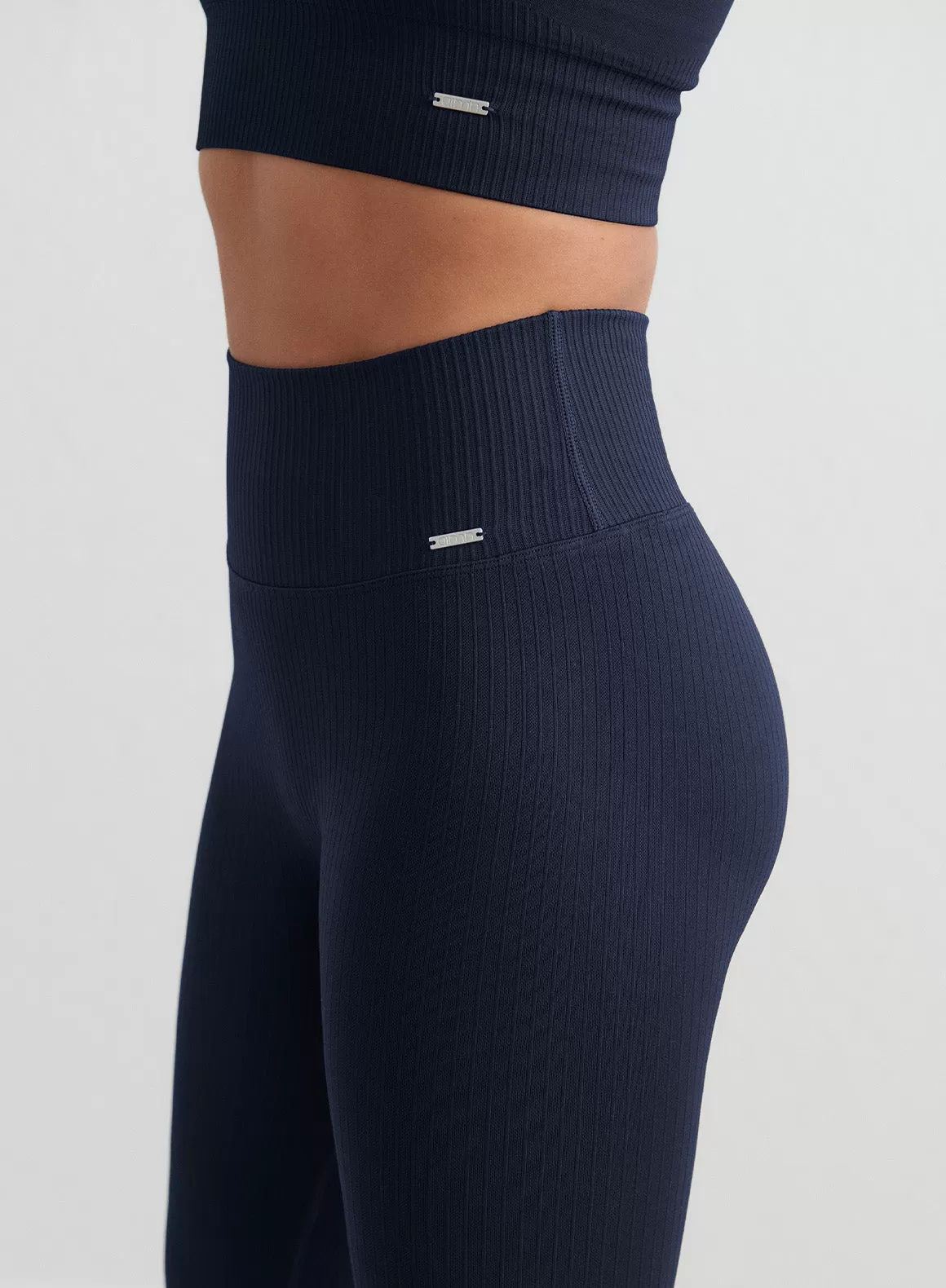 Navy Ribbed Seamless Tights