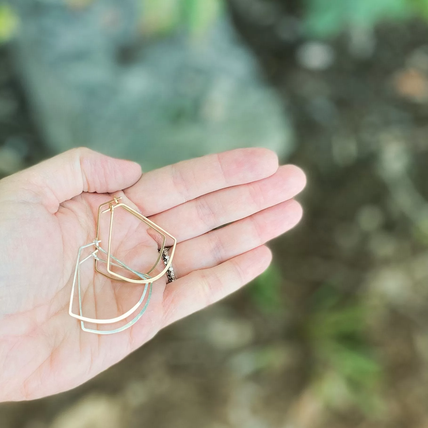 NEW! Minimal Hoop Earrings - Fan, sterling silver or gold by Freshie & Zero