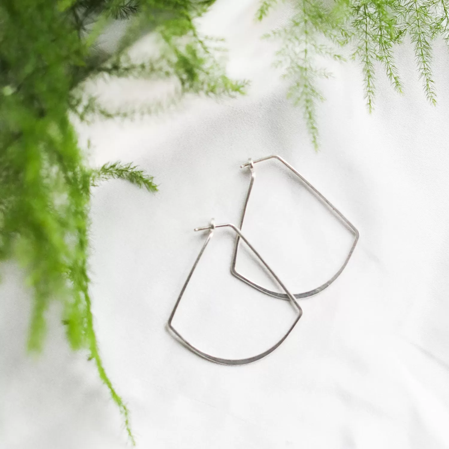 NEW! Minimal Hoop Earrings - Fan, sterling silver or gold by Freshie & Zero