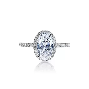 Noa 2 Carat D VVS2 Oval Cut Halo Diamond Engagement Ring in 18k White Gold By Mike Nekta. GIA Certified