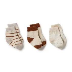 Organic 3 Pack Baby Socks, Oatmeal-Nimbus-Dijon