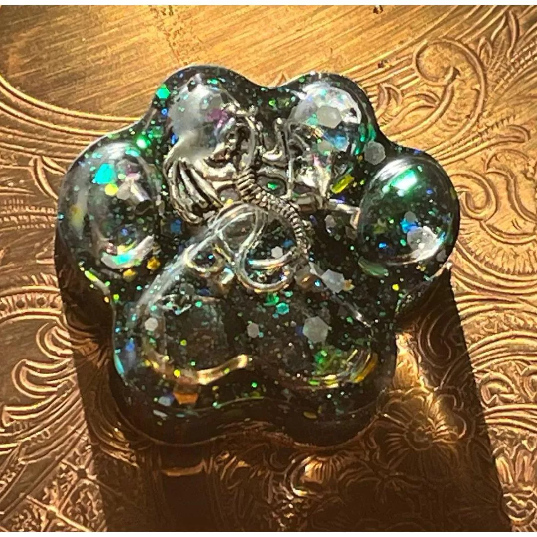 Orgonite paw print with Dragon ~Infused with metals and crystals ~ Great for Kids and Gifting