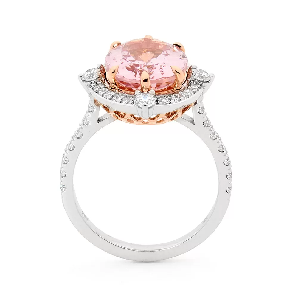 Oval Cut Morganite and Diamond Ring