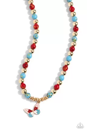 Paparazzi Speckled Story Red Necklace & Earring Set