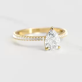 Pear Full Pave Tapered Diamond Ring