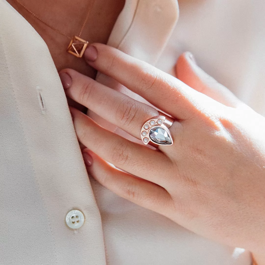 Pearl   Crystal Cocktail Ring